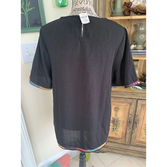 Palogram Black Embroidered Top NWT - Picture 5 of 7